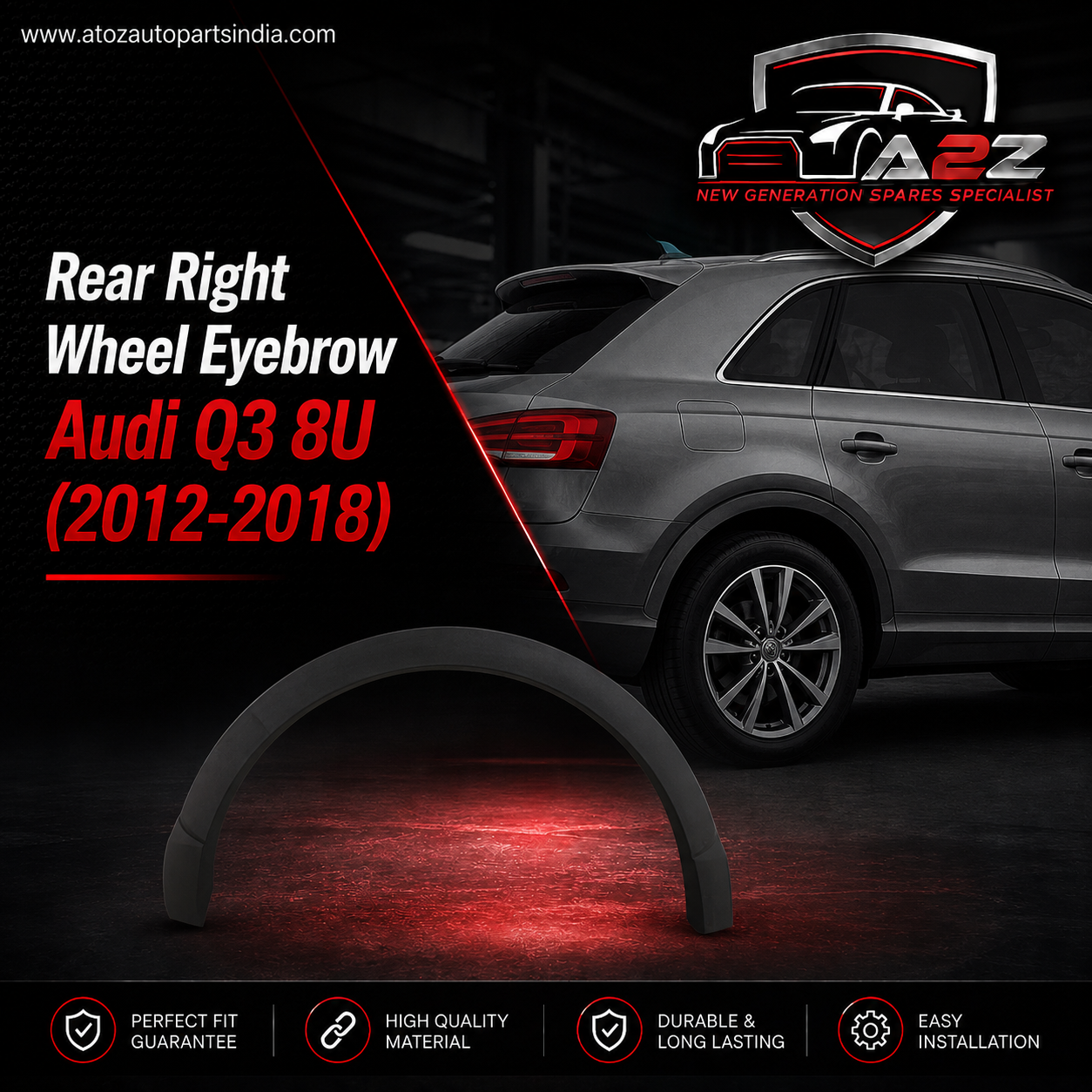 Rear Right Wheel Eyebrow 8U08538184U8 Compatible With Audi Q3 8U (2012-2018) Tag No.3