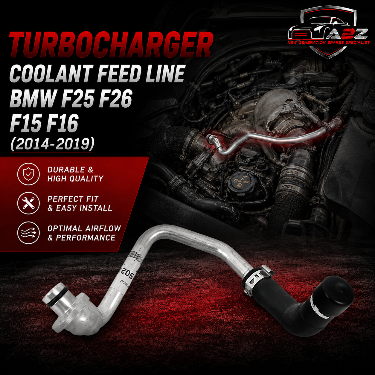 Turbocharger Coolant Feed Line 11538602577 Compatible With BMW F25 F26 F15 F16