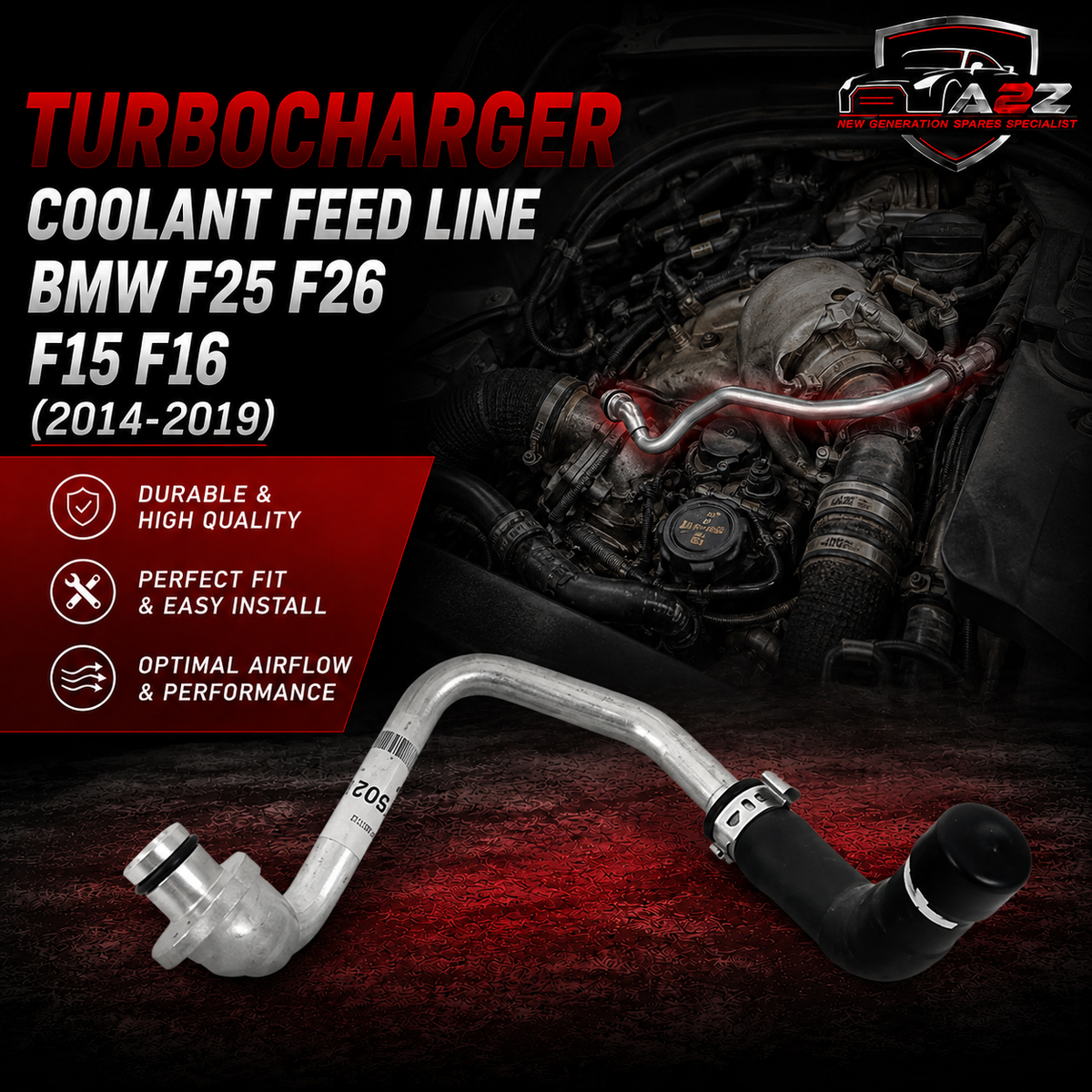 Turbocharger Coolant Feed Line 11538602577 Compatible With BMW F25 F26 F15 F16