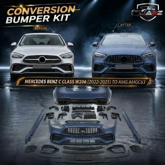 A To Z Compatible With Mercedes Benz C Class W206 (2022-2025) Front Rear Bumper Side Skirt Diffuser Exhaust Tip Upgrade Convert To Amg Amg C63 Bumper Body Kit W206-010 CC-9552 (Shipping Cost Not Included In Price)
