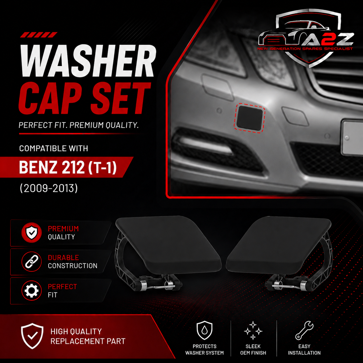 Benz 212 (T-1) (2009-2013) Washer Cap Set. 2128600108 = R.H, 2128600108 = L.H. Tag 305