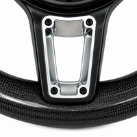 Carbon Fiber & Burgundy Smooth Leather Steering Wheel Compatible With Porsche All Models