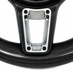 Carbon Fiber & Burgundy Smooth Leather Steering Wheel Compatible With Porsche All Models