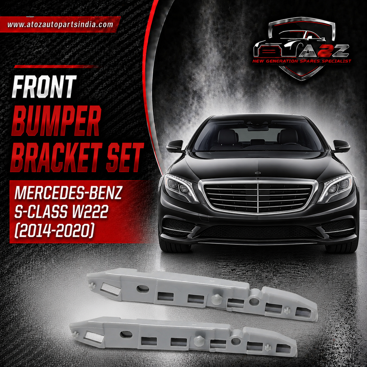 Front Bumper Bracket Left (2228850021) & Right (2228850121) Compatible With Mercedes-Benz S-Class W222 (2014-2020) Tag No.901