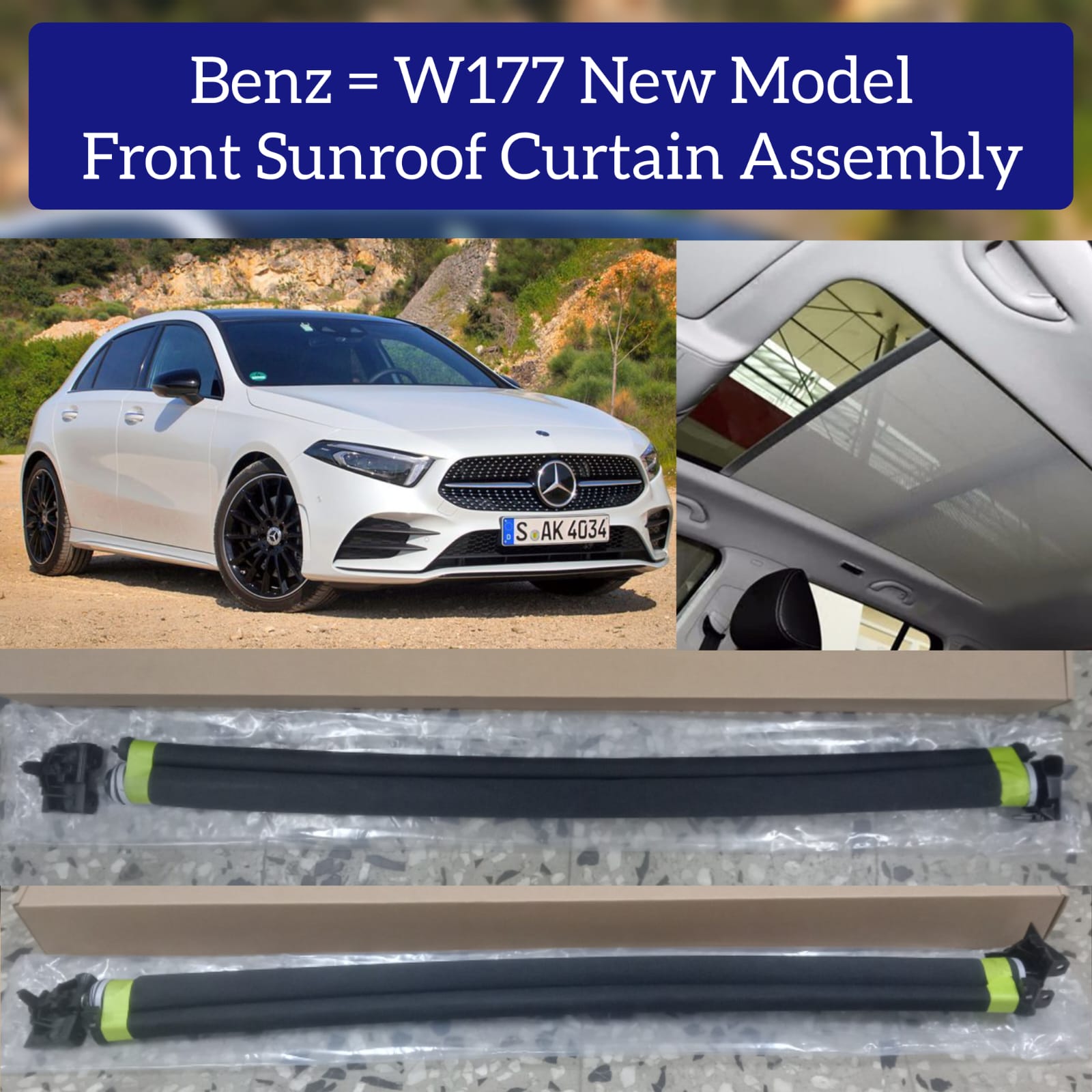 Front Sunroof Curtain Assembly Compatible With Mercedes Benz W177 New Model