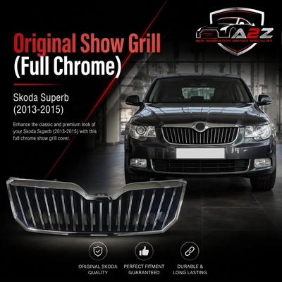 Show Grill (Full Chrome) 3T0853668B 3T0853607B Compatible With Skoda Superb (2013-2015) Tag No.61
