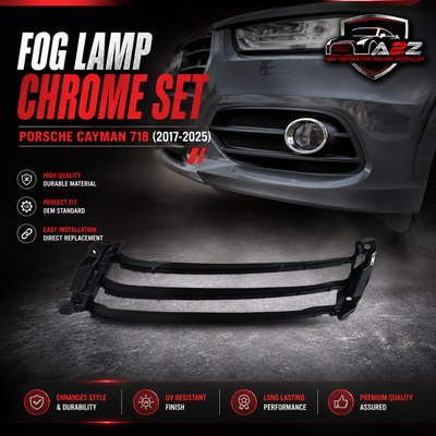 Fog Lamp Chrome Set Right 982807334 & Left 982807333 Compatible With Porsche Cayman 718 (2017-2025) Tag No.186