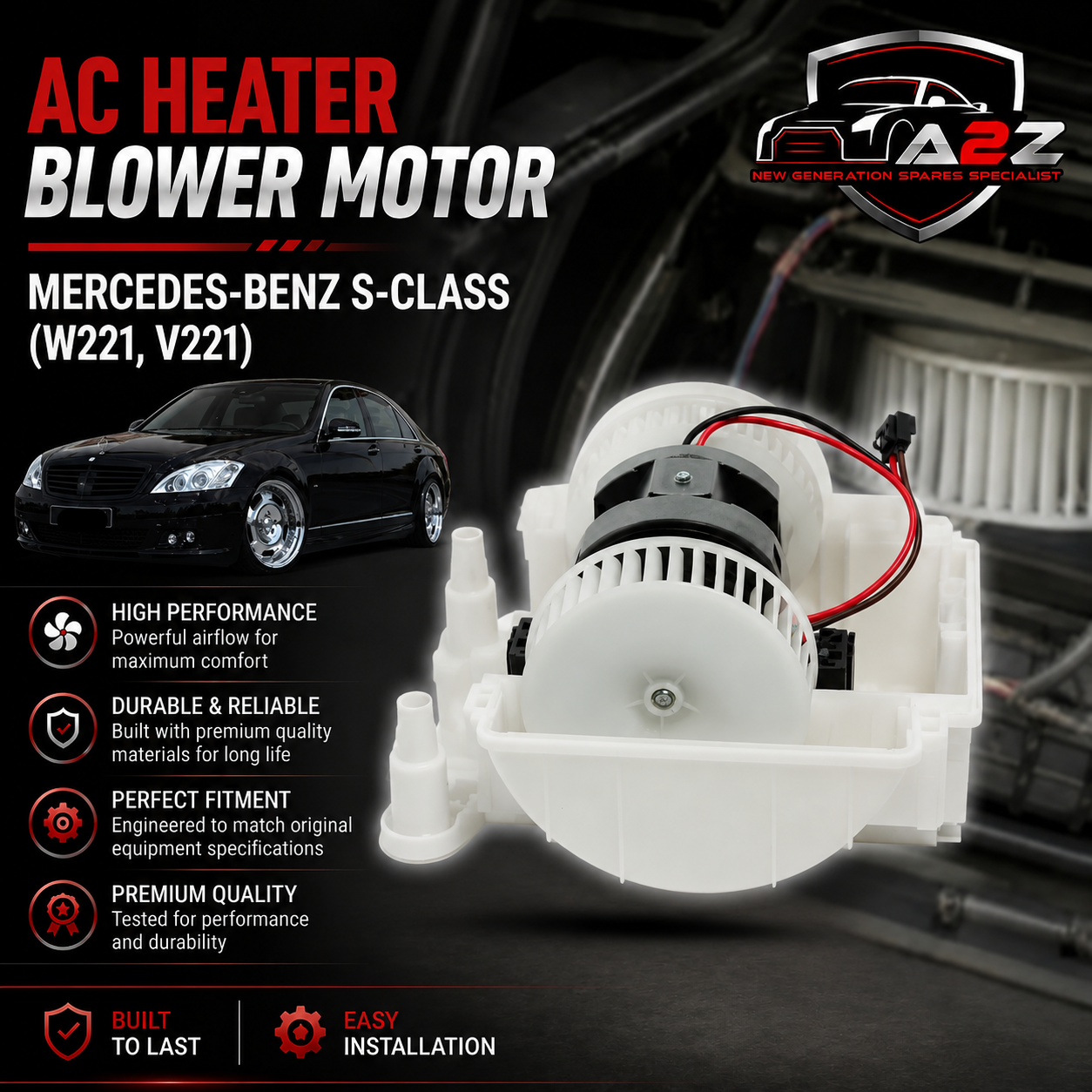 AC Heater Blower Motor 2218200514/2218202714  Compatible with MERCEDES-BENZ S-CLASS (W221, V221) Tag-BM-01