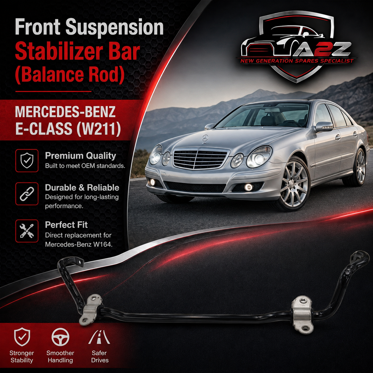 Front Suspension Stabilizer Bar (Balance Rod) 2113230365 Compatible with MERCEDES-BENZ E-CLASS (W211)