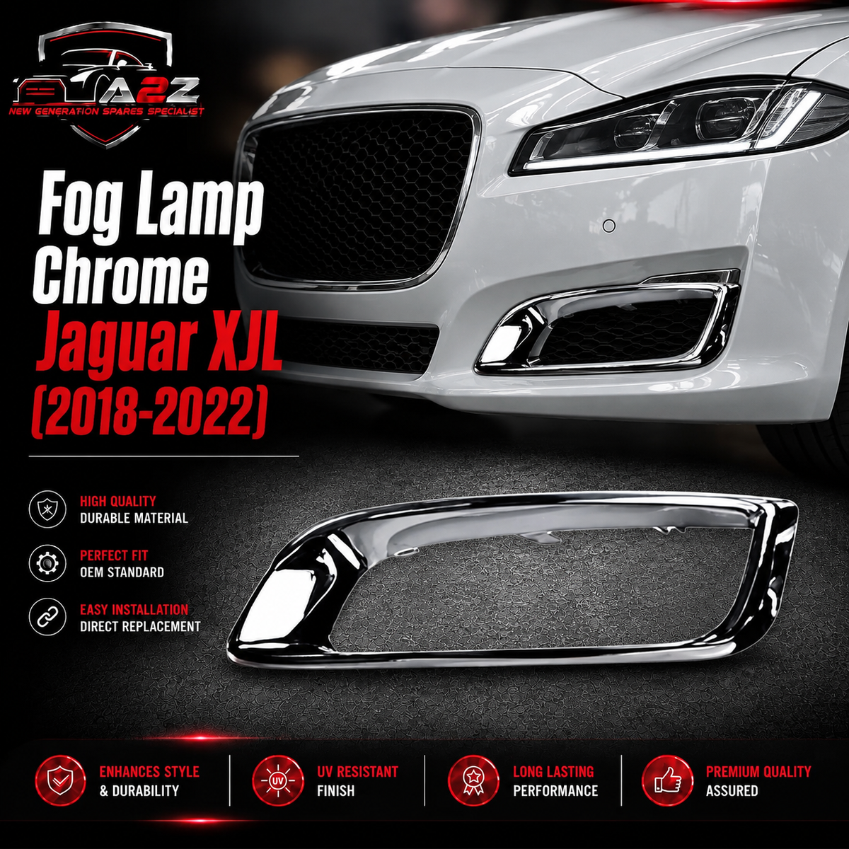 Fog Lamp Chrome Left C2D41729 & Right C2D41726 Compatible With Jaguar XJL (2018-2022) Tag No.622