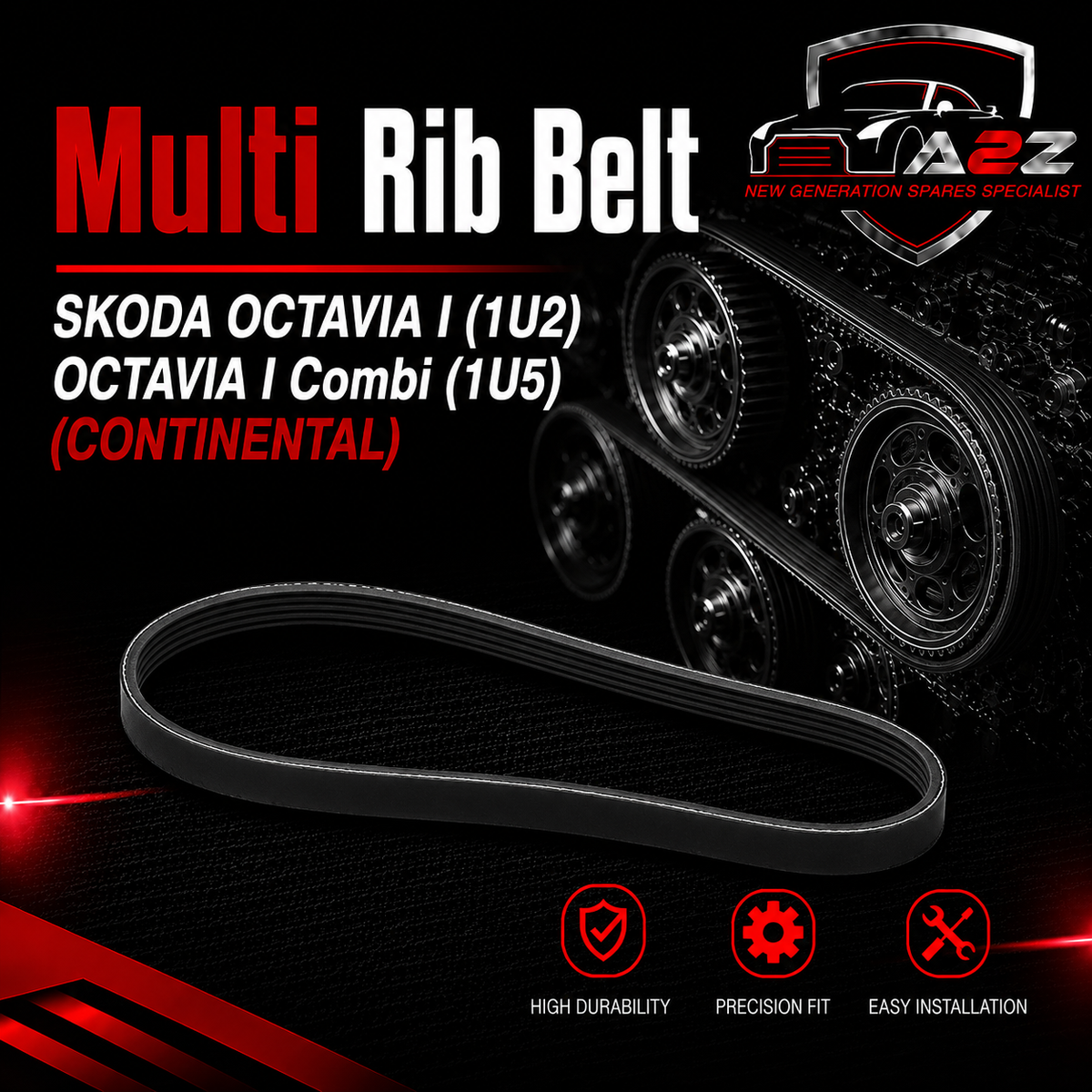 Multi Rib Belt 6PK1663 038903137J 037145933B 038903137E Compatible With SKODA OCTAVIA I (1U2) OCTAVIA I Combi (1U5) (CONTINENTAL) Tag no:28