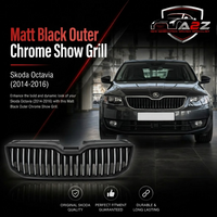 Matt Black Outer Chrome Show Grill 5E0853651A Compatible With Skoda Octavia (2014-2016) Tag No.84