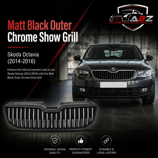 Matt Black Outer Chrome Show Grill 5E0853651A Compatible With Skoda Octavia (2014-2016) Tag No.84