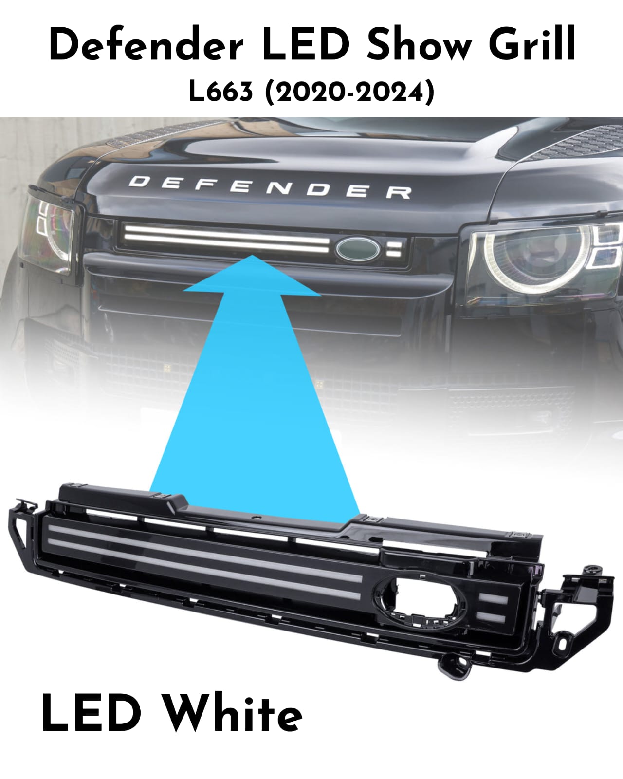 LED Show Grill White Compatible With Land Rover Defender L633 (2020-24)