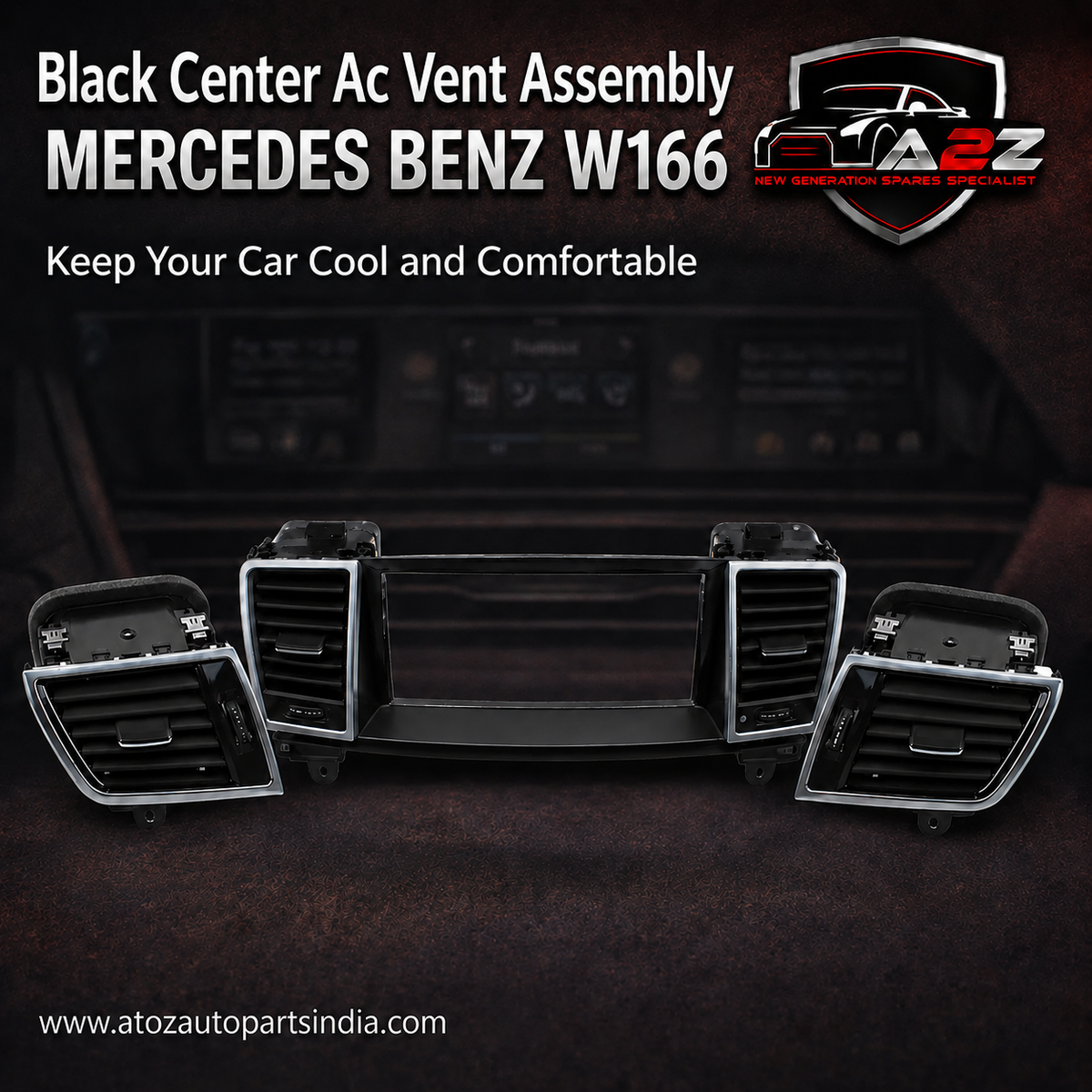 Black Center Ac Vent Assay (Small) 1668300054 Compatible With MERCEDES BENZ GL-CLASS W166 & GLS W166 & ML-CLASS W166