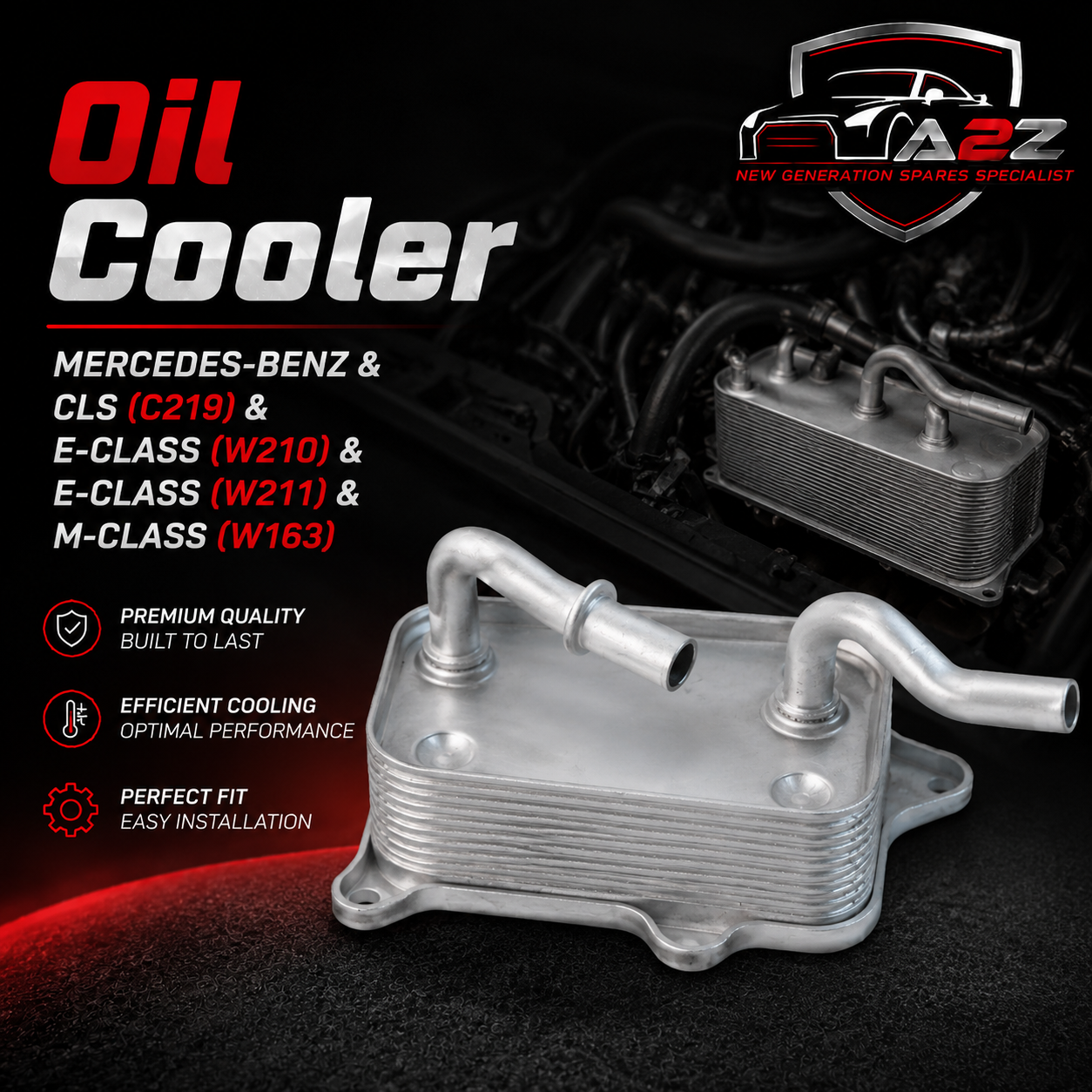Oil Cooler 1121880401 & 1121880301 & 1121880311 Compatible With MERCEDES-BENZ & CLS (C219) & E-CLASS (W210) & E-CLASS (W211) & M-CLASS (W163) Tag No.133