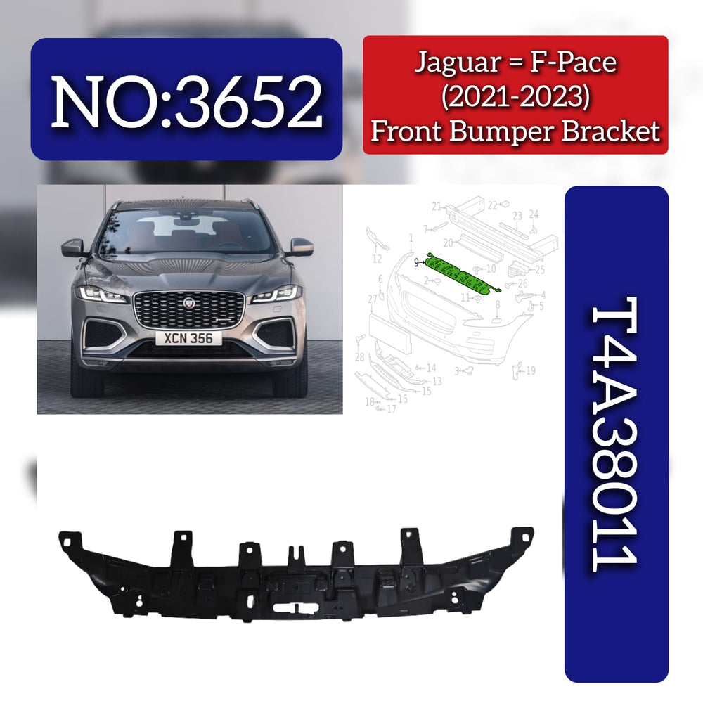 Front Bumper Bracket T4A38011 Compatible With Jaguar F-Pace (2021-2023) Tag No.3652