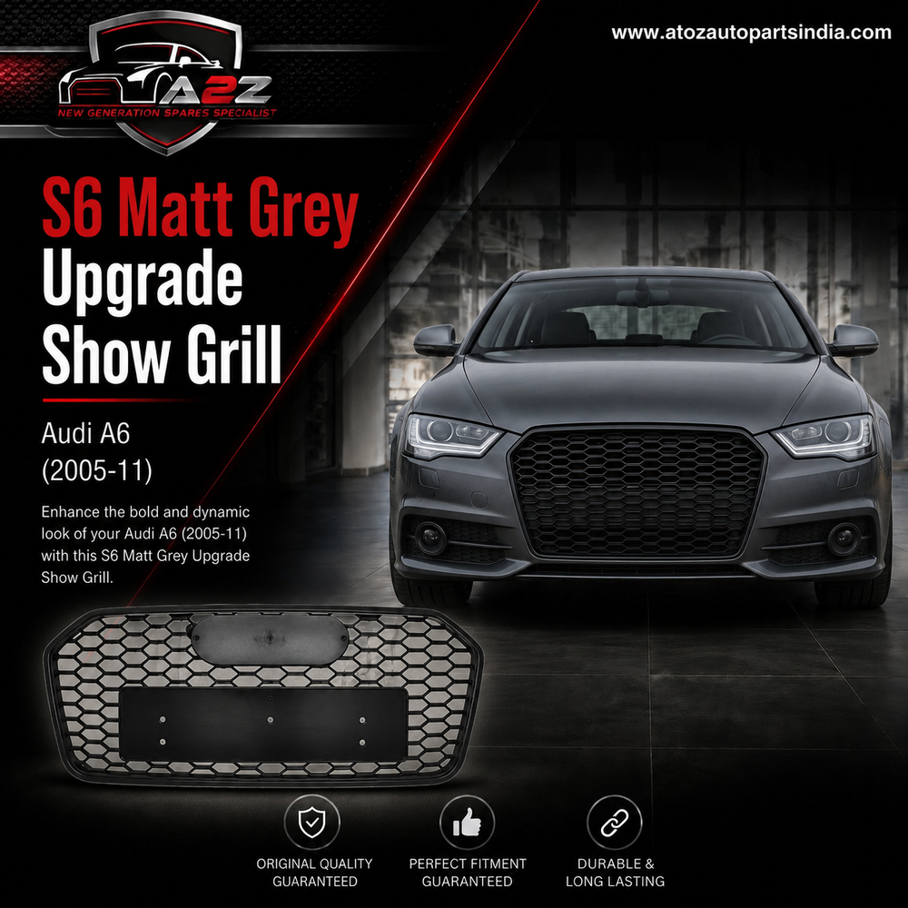 S6 Matt Grey Upgrade Show Grill Compatible With Audi = A6 (2005-11) Tag No.45