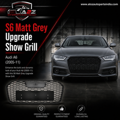 S6 Matt Grey Upgrade Show Grill Compatible With Audi = A6 (2005-11) Tag No.45