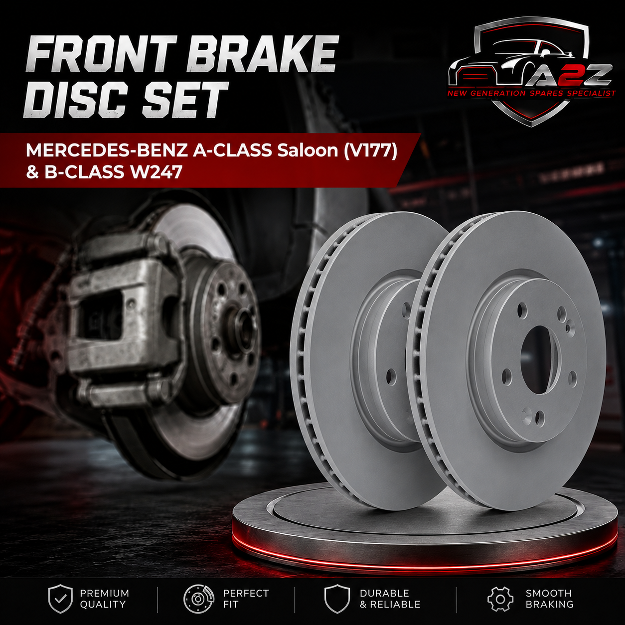 Front Brake Disc Set 2474210412 A2474210412 247421041207 Compatible With MERCEDES-BENZ A-CLASS Saloon (V177) & B-CLASS W247