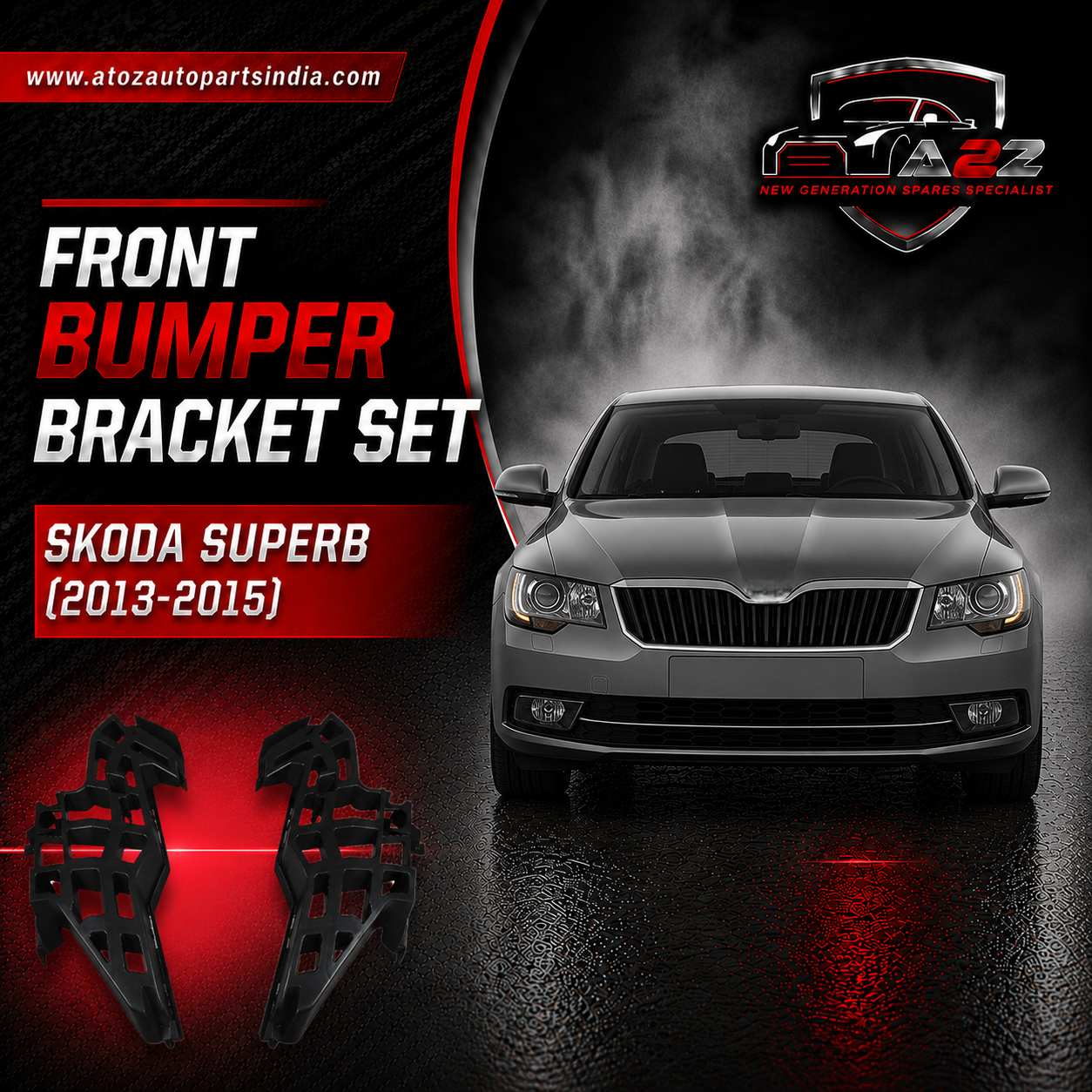 Front Bumper Bracket Set Left 3T0807055A & Right 3T0807056A Compatible With Skoda Superb (2013-2015) Tag No.341