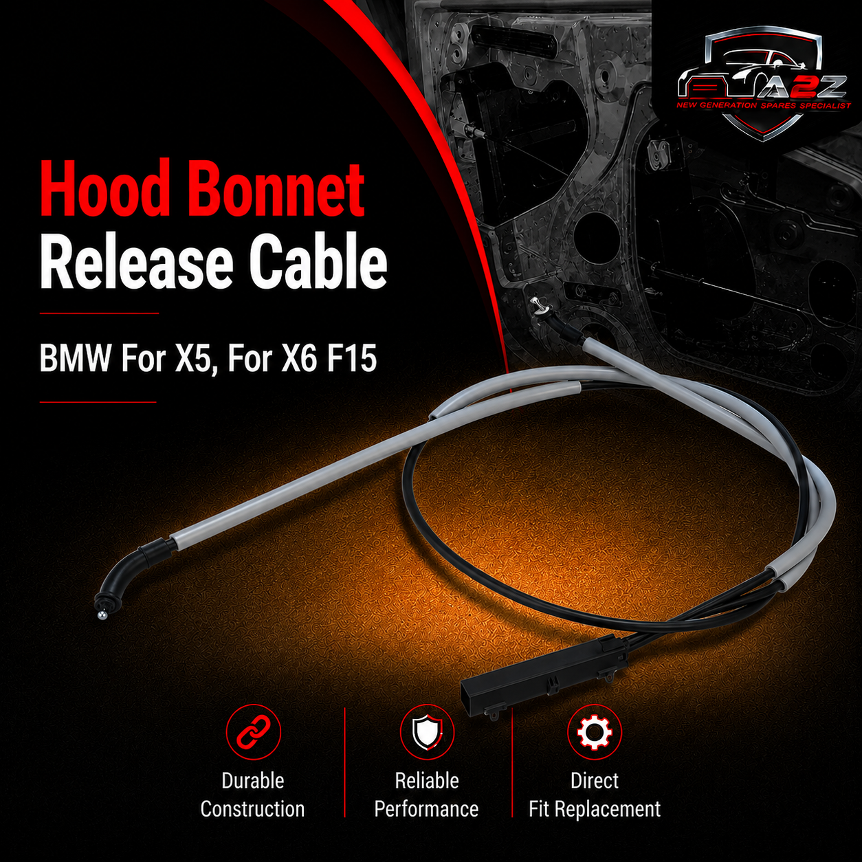 Hood Bonnet Release Cable 51237367536 Compatible With BMW For X5, For X6 F15
