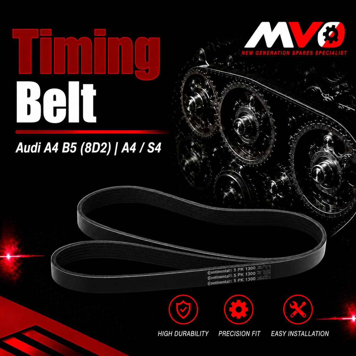 Timing Belt 5PK1300 06B903137E 058903137C  Compatible With Audi A4 B5 (8D2) | A4 / S4 Tag-BEL-41