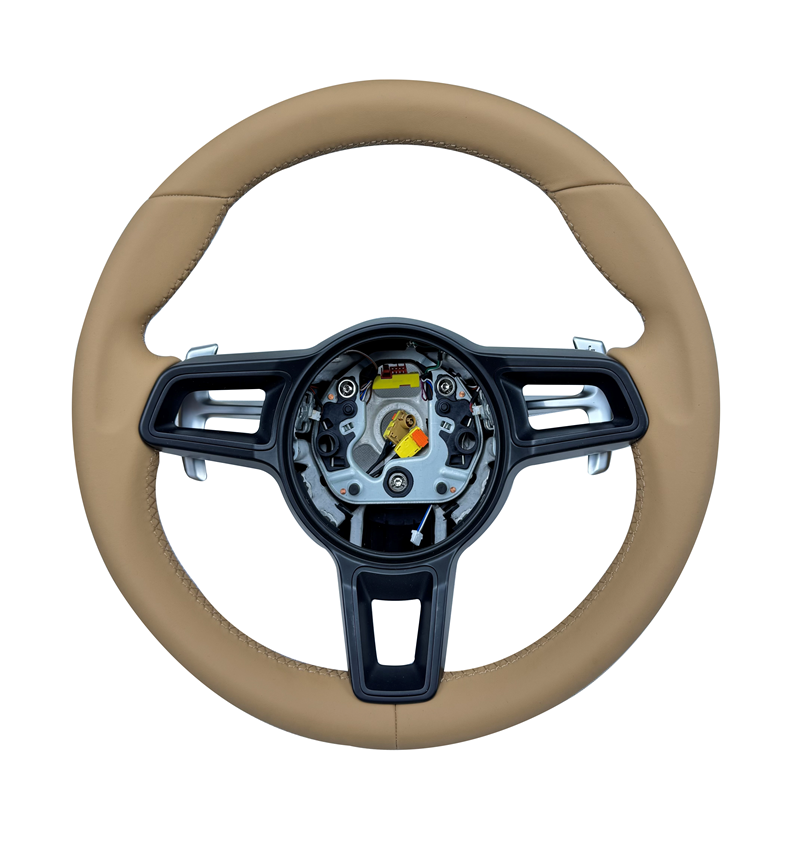 Beige Smooth Leather Steering Wheel Compatible With Porsche All Models