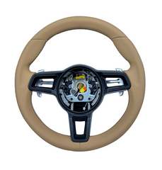 Beige Smooth Leather Steering Wheel Compatible With Porsche All Models
