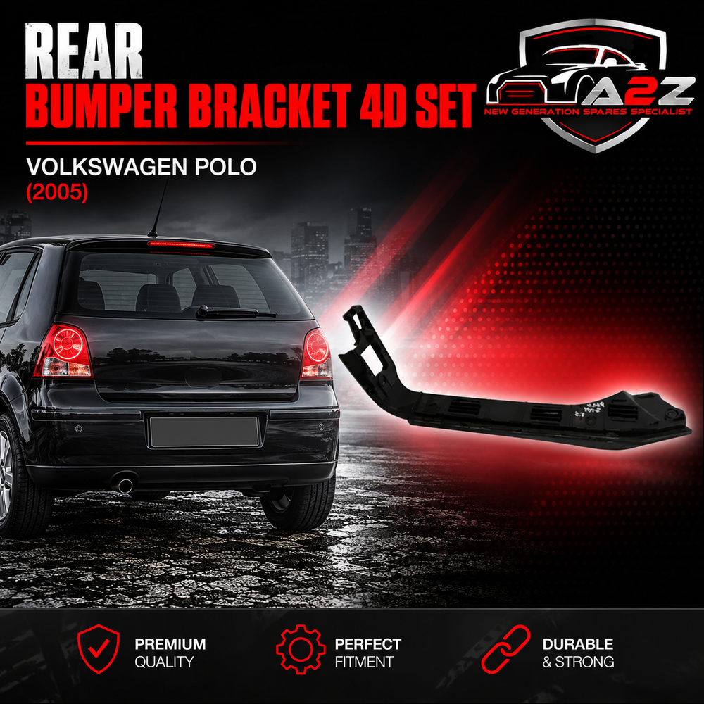 Rear Bumper Bracket 4D Set Left 6Q5807393 & Right 6Q5807394 Compatible With Volkswagen Polo (2005)