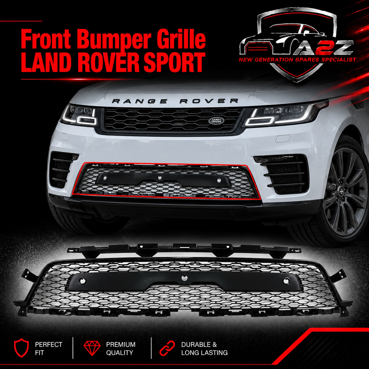 Front Bumper Grille With Camera Hole LR099209 Compatible With LAND ROVER SPORT