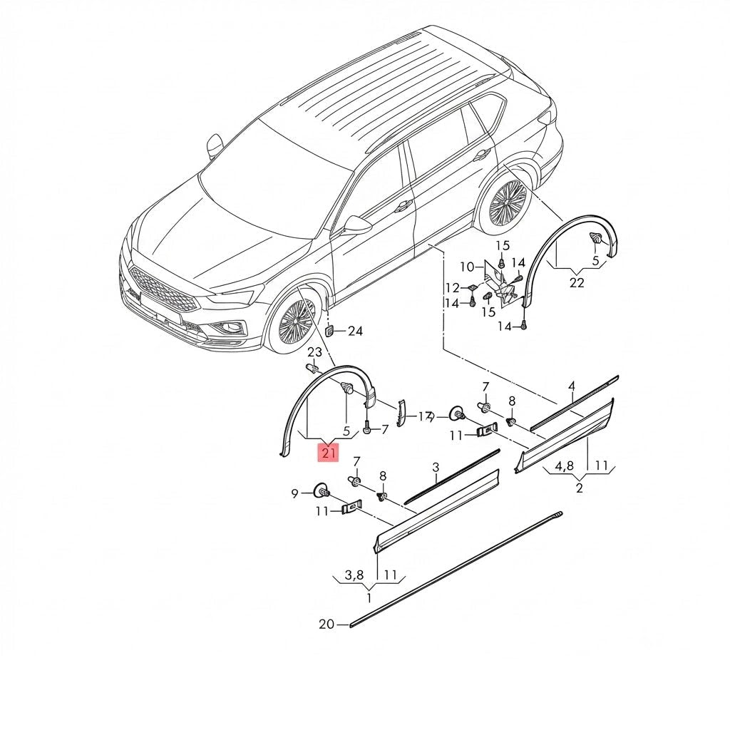 Front Wheel Eyebrow Left Side 5NA854731E  Compatible With VW TIGUAN (AD1, AX1) (2016-2020) Tag No.153