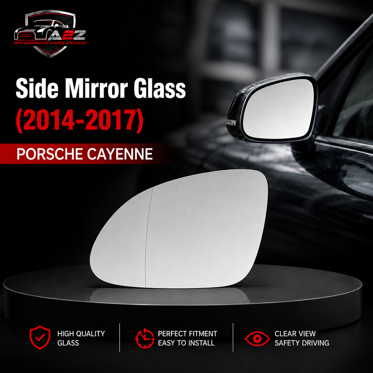 Side Mirror Glass Left 95873105501 & Right 95873105601 Compatible With  PORSCHE CAYENNE (2014-2017)