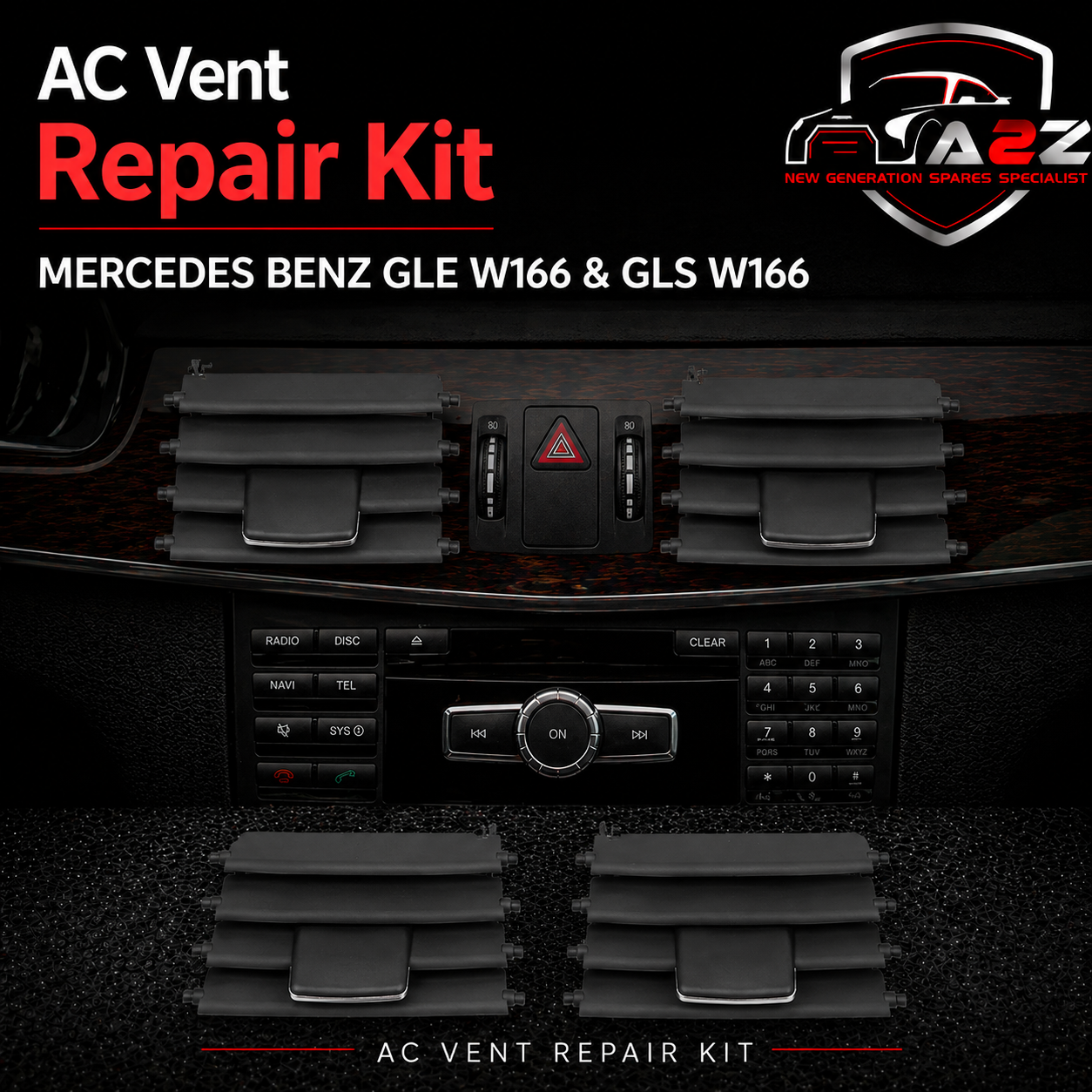 Center AC Conditioner Air Vent Grill Outlet Tab Clip Repair Kit 1668306001 1668306101 Compatible With MERCEDES BENZ GLE W166 & GLS W166 Tag-ACR-10