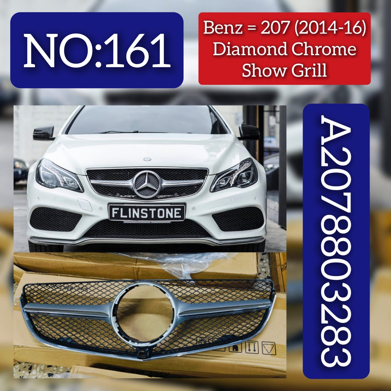 Front Dimond Chrome Show Grill 2078803283 A2078803283 Compatible With MERCEDES BENZ E-CLASS C207 (2014-2016) Tag No.161