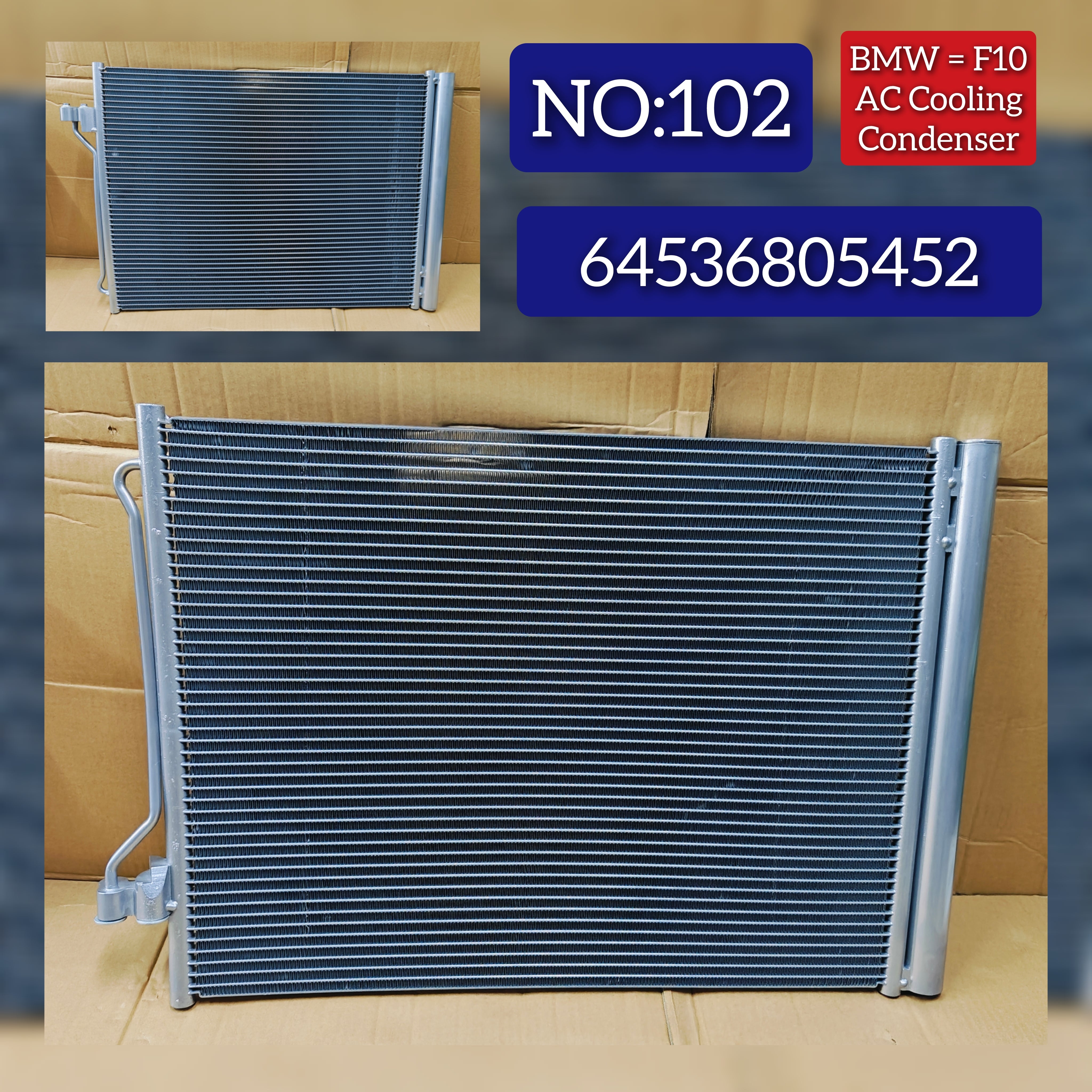 AC Condenser 64536805452 64539219843 Compatible with BMW 5 Series (F10) LCI &  6 Series (F12)