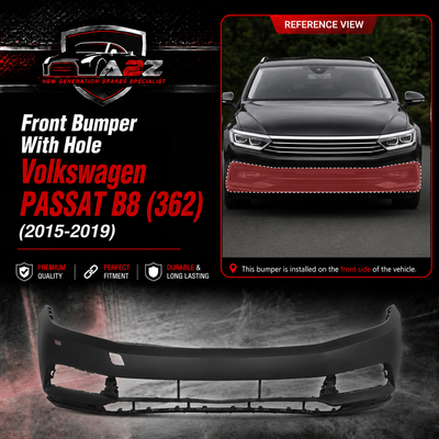 Front Bumper With Hole 3G0807221 Compatible With Volkswagen PASSAT B8 (362) Tag No.132A