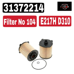 Oil Filter E217H D310 31372214 31372212  Compatible With VOLVO S60 II (134) & S90 II (234) & V90 II Estate (235) Tag : 104