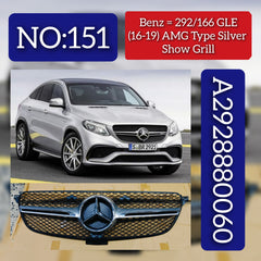 AMG Silver Chrome Show Grill Compatible With  Mercedes Benz GLE W292 (2016-2019) Tag 151