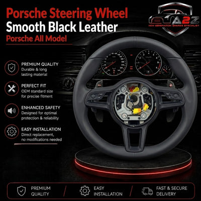 Porsche Black Leather Steering Wheel Compatible With Porsche All Model