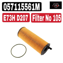 Oil Filter E73H D207 & 057115561M & OX196/3D Compatible With AUDI A4 A6 A8 A8 Q5 Q7 & PORSCHE CAYENNE (92A) Tag 105