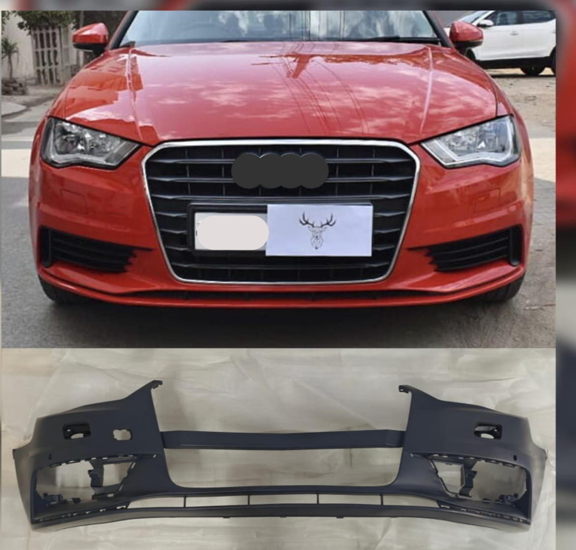 Front Bumper With 2 Sensor Hole 8V5807065A Compatible With AUDI A3 (2013-2015) TAG No:3A