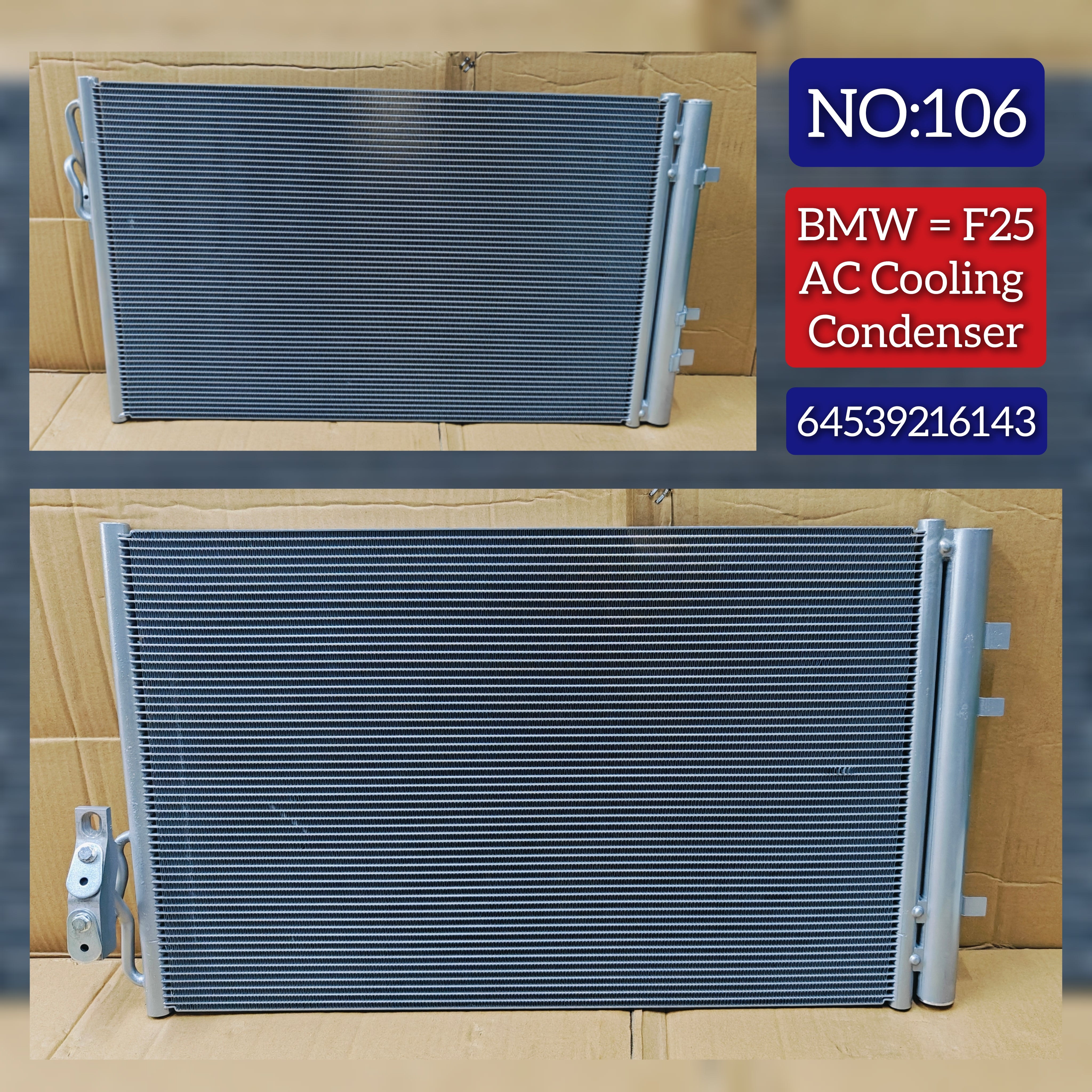 AC Condenser 64539216143 9216143 Compatible with BMW X3 (F25) Tag 106
