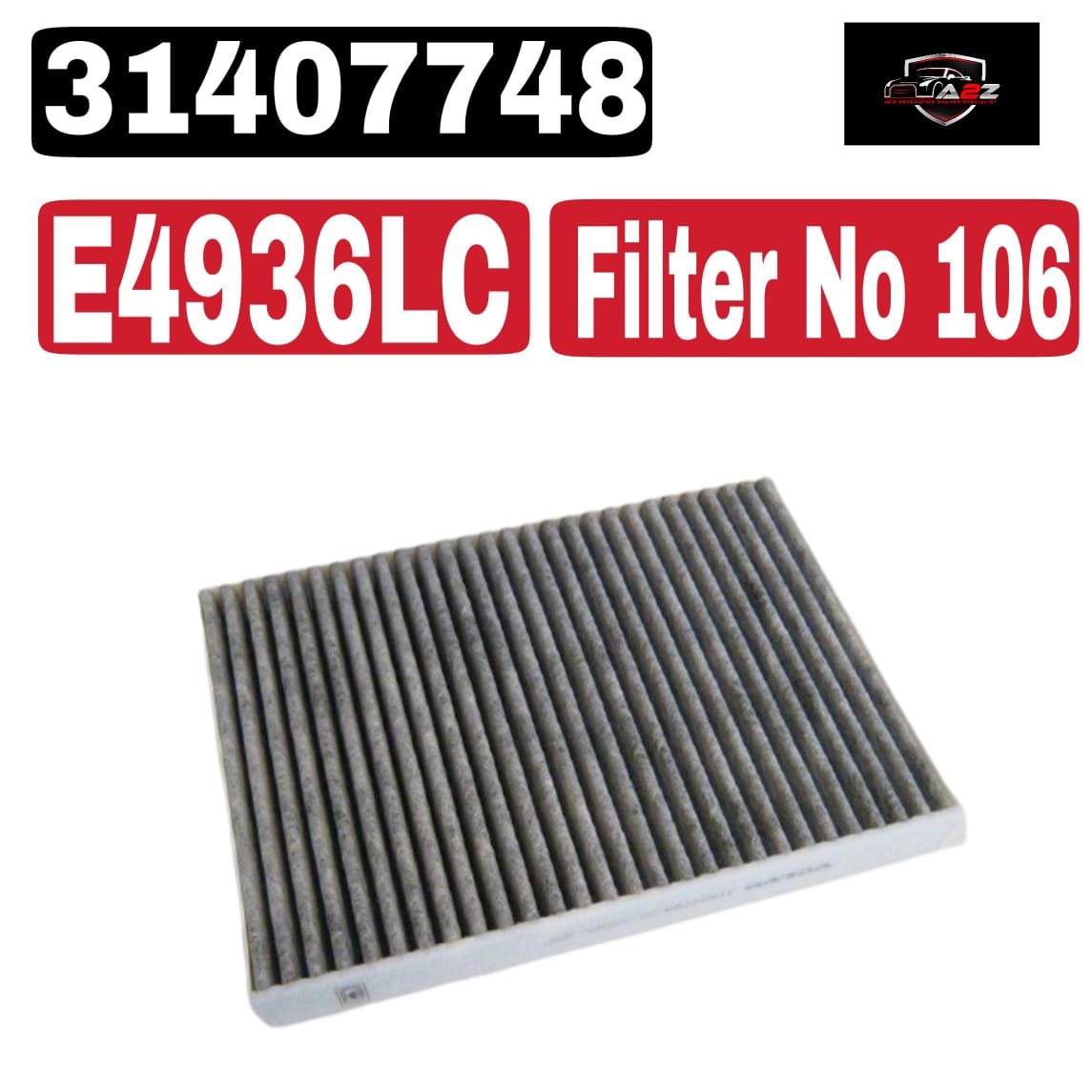 Air Filter E4936LC & 31407748 & LAK1185 Compatible With VOLVO S90 II (234)  &V90 II Estate (235)  &XC60 II (246)  &XC90 II (256)Tag 106