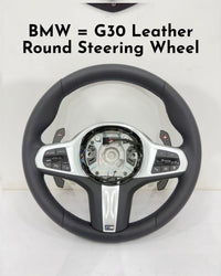 BMW Round Steering Wheel (Leather) Compatible With BMW G30