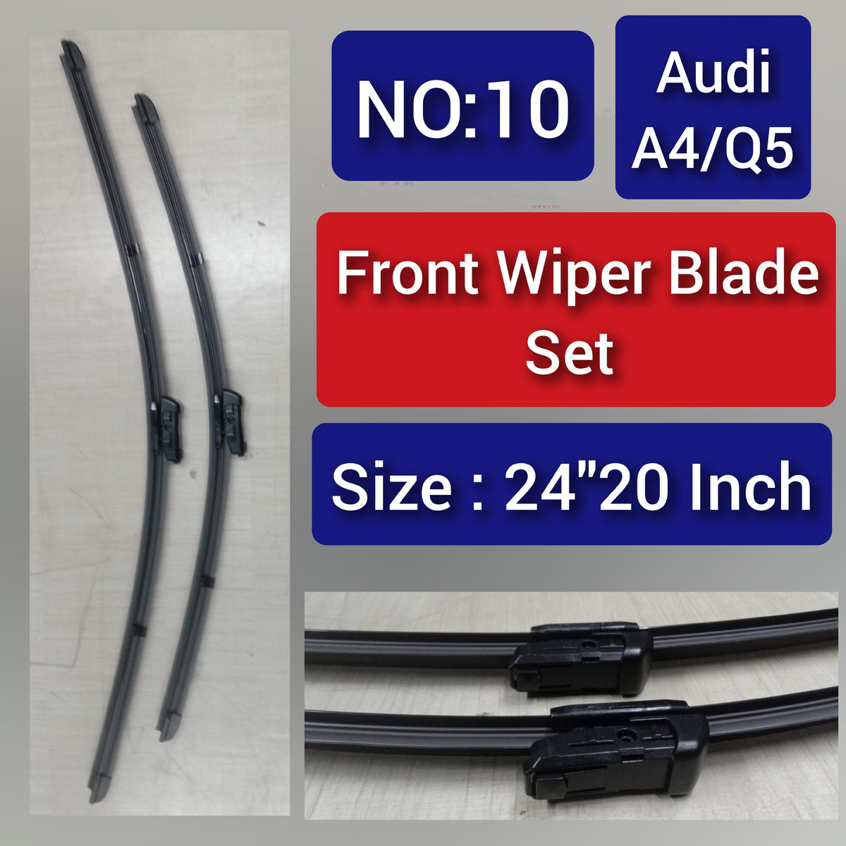 Front Wiper Blade Set (24'20 Inch) Compatible with AUDI A4  & Q3  & Q5 Tag-WBF-10