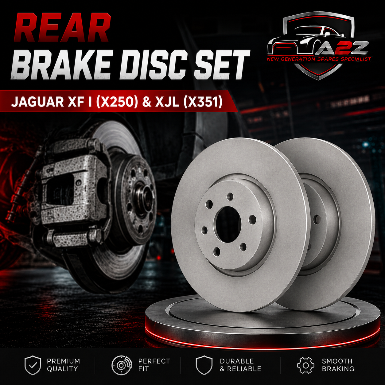 Rear Brake Disc Set C2C25339 C2D26352 C2D61075 Compatible With JAGUAR XF I (X250) & XJL (X351) (ALBRO)