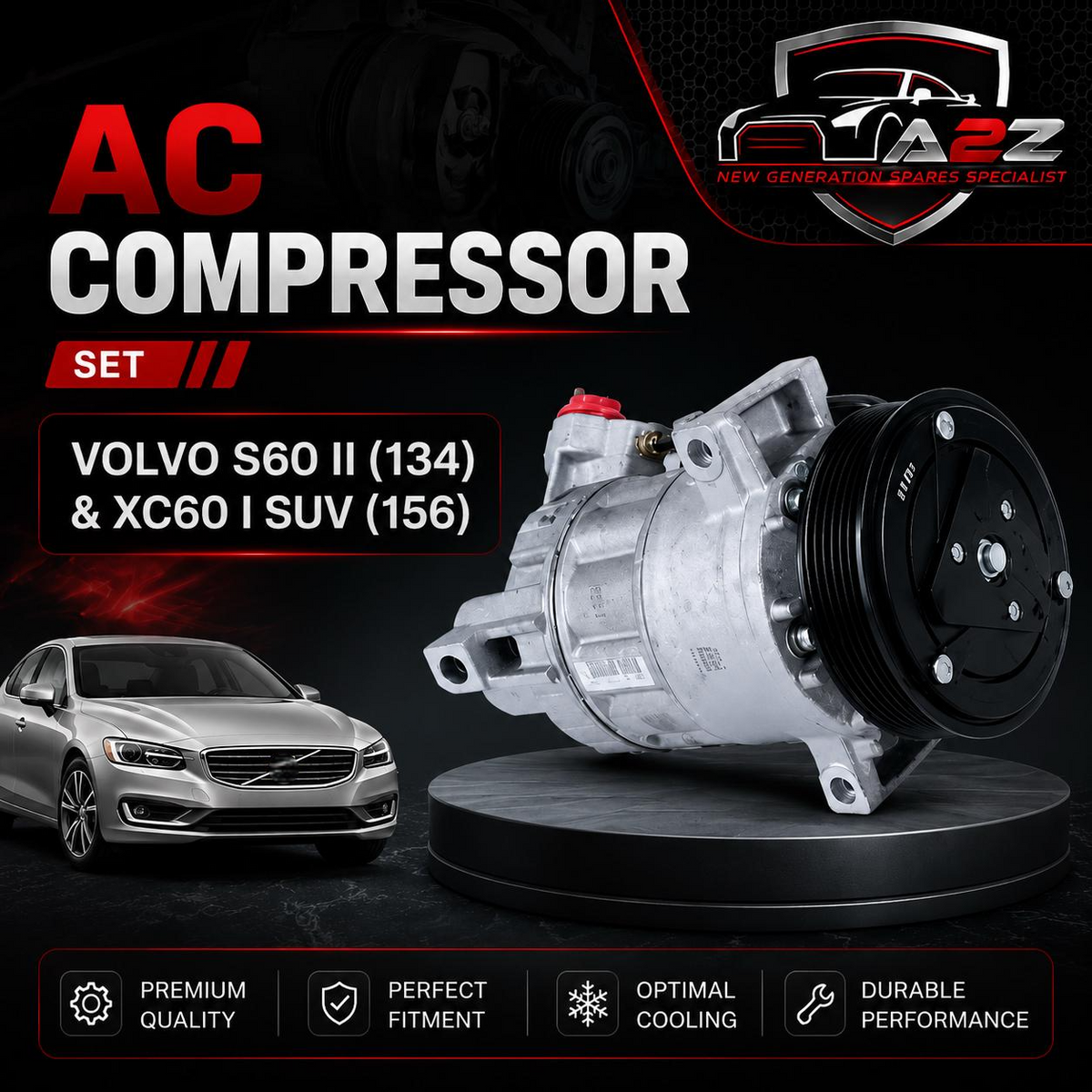 AC Compressor 36010254 31332528 31404446 31469968 31469969 36002152 36011277 P31369335 P31404446 Compatible With VOLVO S60 II (134) & XC60 I SUV (156)