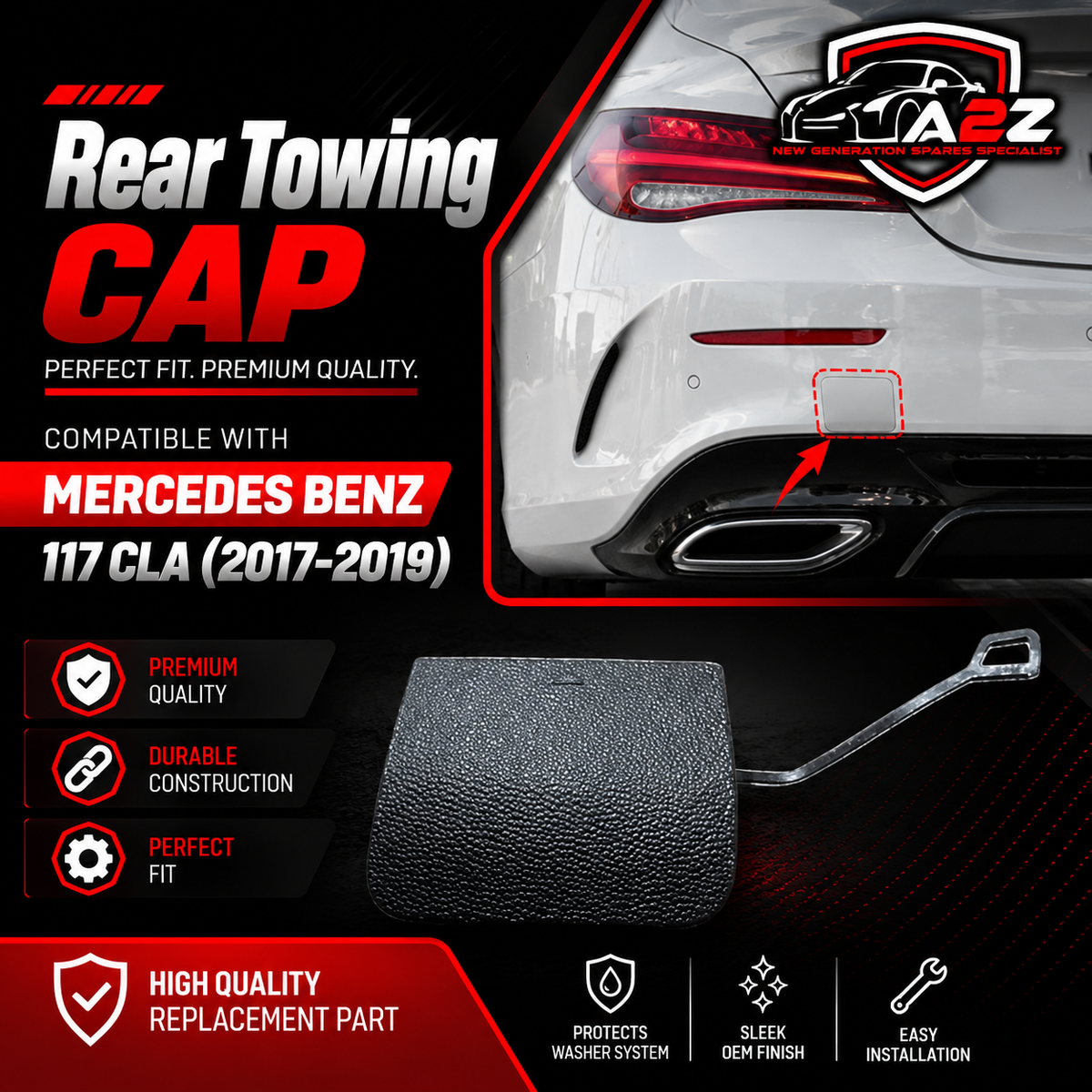 Rear Towing Cap 1178853400 Compatible With Mercedes Benz 117 CLA (2017-2019) Tag 202