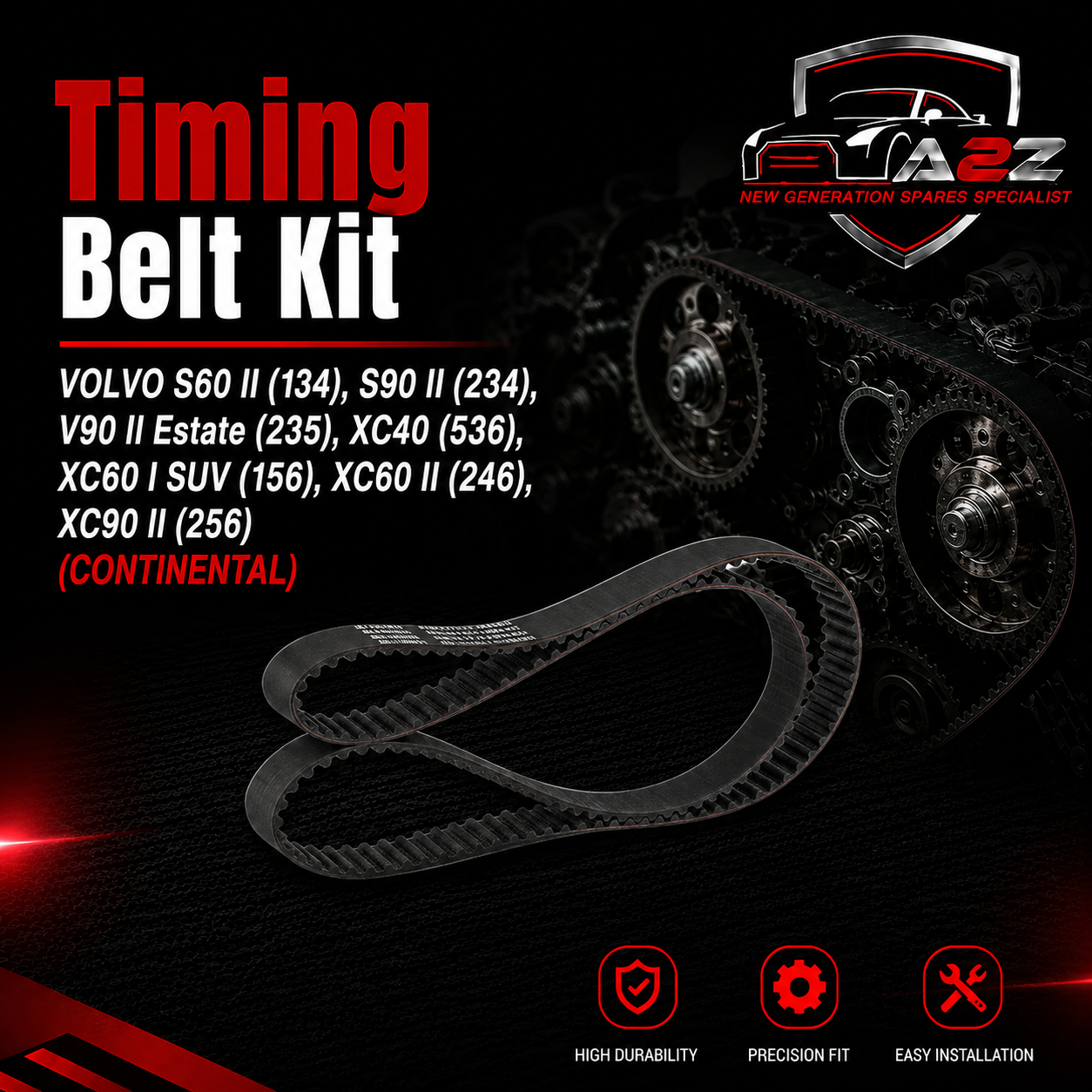 Timing Belt Kit CT1216K3 31430200/31460881 Compatible With VOLVO S60 II (134), S90 II (234), V90 II Estate (235), XC40 (536), XC60 I SUV (156), XC60 II (246), XC90 II (256) (CONTINENTAL)
